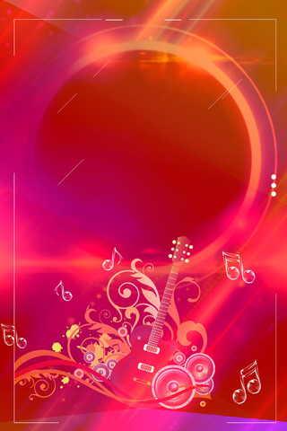 红色简约炫彩创意花纹吉他器材音乐节海报背景